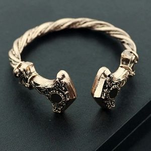 Rose Gold Norse Viking Bracelet Thor's Hammers NEW
